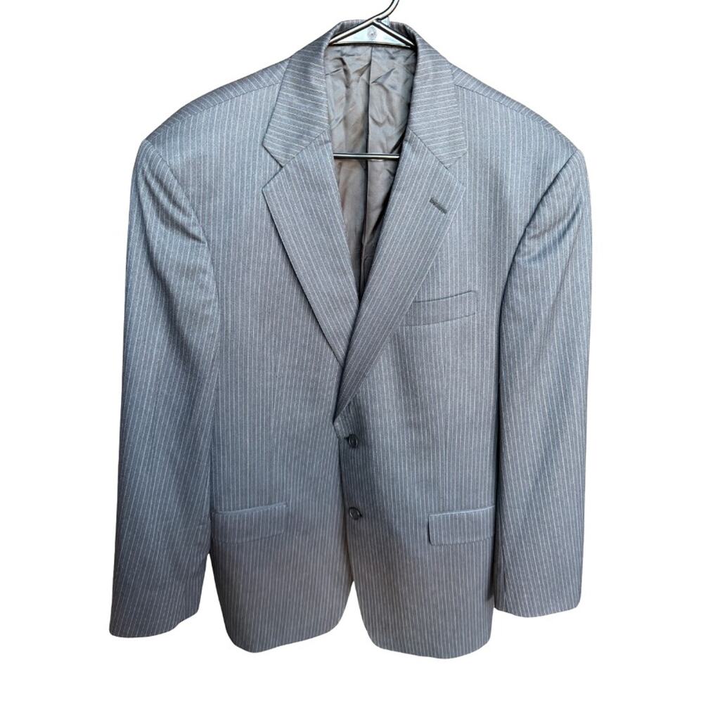 Dillard’s Gold Trumpeter Gray Pinstripe Blazer Men’s Suit Jacket 42R Made In USA